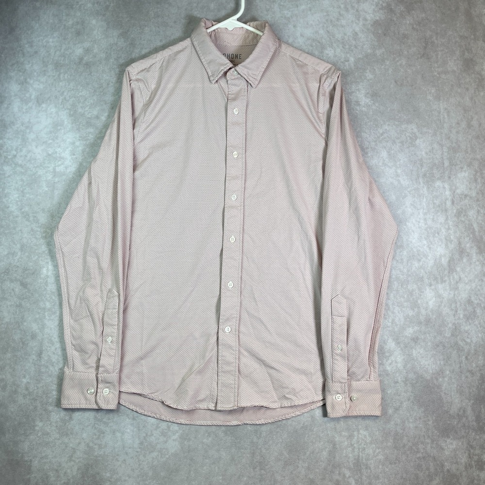 Rhone Shirt Mens Medium Red Striped Button Up Long Sleeve Performance Golf